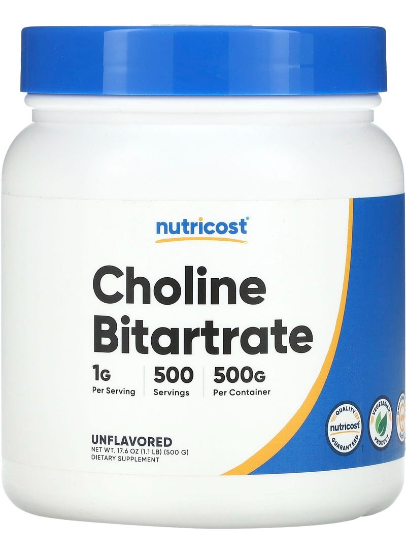 Choline Bitartrate, Unflavored, 1.1 lb (500 g)