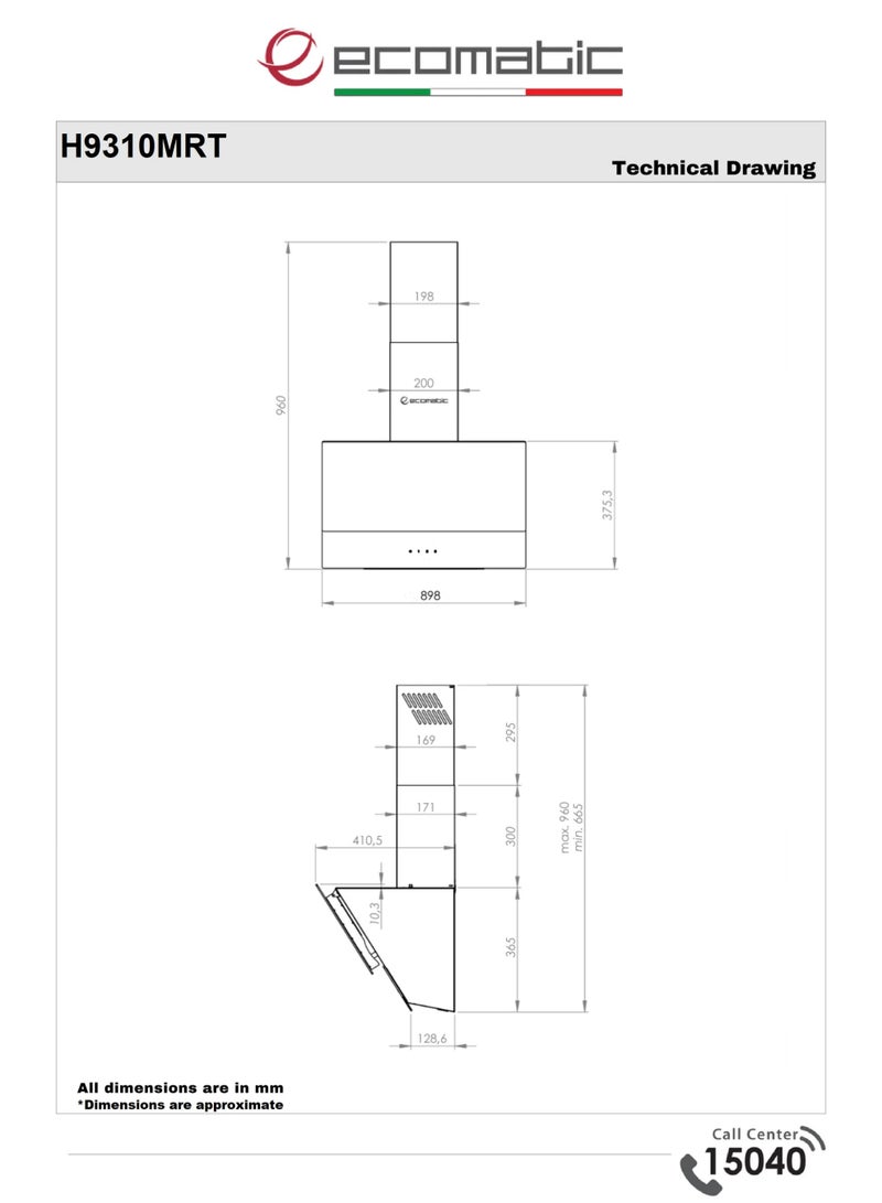 Ecomatic Decorative Cooker Hood 90cm  – Black Crystal, Remote Control, 3 Speeds, 1000 m³/h Suction, CleanAir Feature, LED Lighting - H9310MRT - Image 2