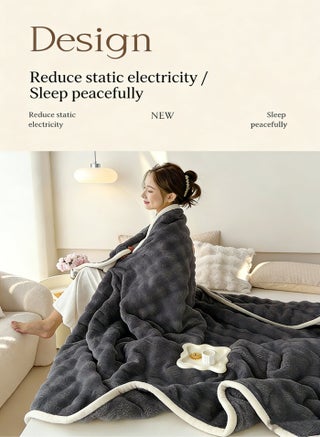200*150cm Velvet Bubble Blanket Plush Fuzzy Fleece Throw Blanket Extra Large, Super Soft, Fluffy and Warm Blankets for Couch Bed for All Seasons Throw Blanket for Couch Bed(Grey)) - view 3