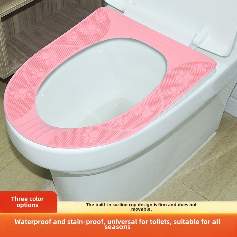 Factory direct explosion environmentally friendly silicone toilet cushion four seasons universal waterproof new suction cup toilet cushion(sky blue) - Image 3