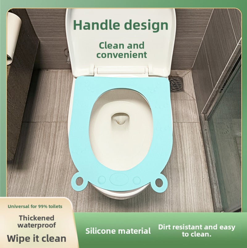 Factory direct explosion environmentally friendly silicone toilet cushion four seasons universal waterproof new suction cup toilet cushion(sky blue) - Image 2
