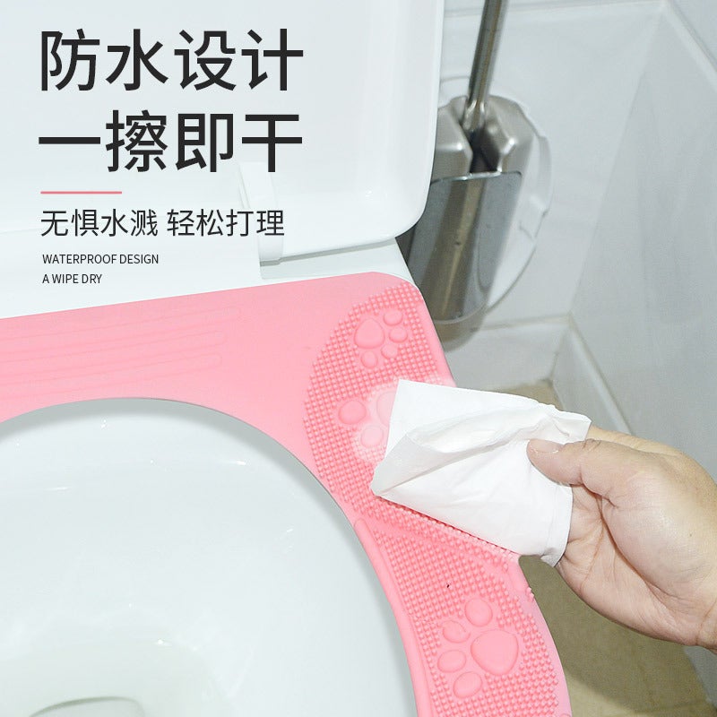 Factory direct explosion environmentally friendly silicone toilet cushion four seasons universal waterproof new suction cup toilet cushion(sky blue) - Image 4