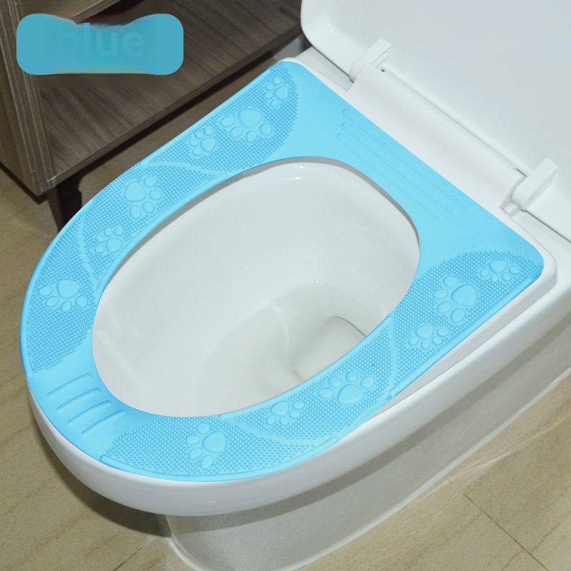 Factory direct explosion environmentally friendly silicone toilet cushion four seasons universal waterproof new suction cup toilet cushion(sky blue) - Image 1