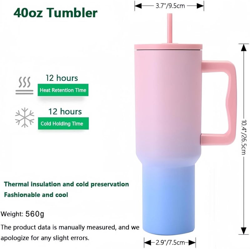 CYNVEXA Tumbler with lid and Straw 1200ML Cup Stainless Steel Vacuum Insulated Tumbler for Water, Iced Tea or Coffee 1.2L Office Gym Travelling (40 - Oz - Pink Blue) - Image 5