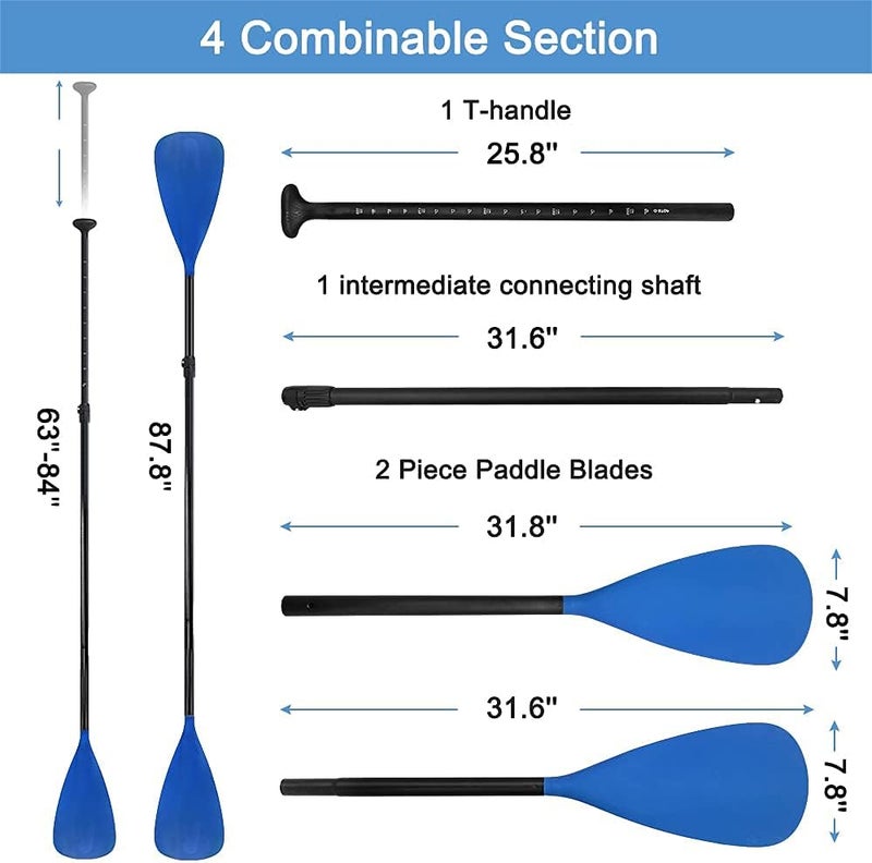 LBW SUP Paddle Board Paddle Stand up Paddleboard Paddles - 3-Piece or 4-Piece Floating Alloy Portable SUP Kayak Paddle Adjustable 2-Sided Paddle - Image 4