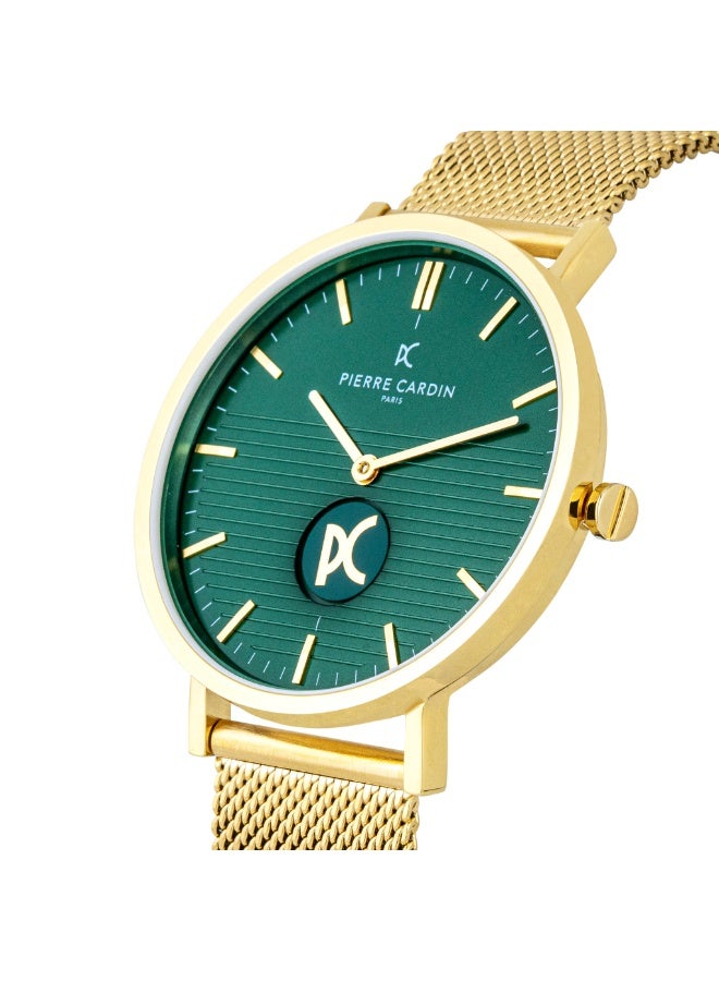 PIERRE CARDIN CBV.1046 MEN'S TIMEPIECE - LUXURY GREEN DIAL WITH GOLD STAINLESS STEEL BAND - Image 2