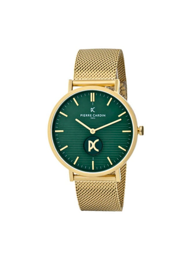 PIERRE CARDIN CBV.1046 MEN'S TIMEPIECE - LUXURY GREEN DIAL WITH GOLD STAINLESS STEEL BAND - Image 1
