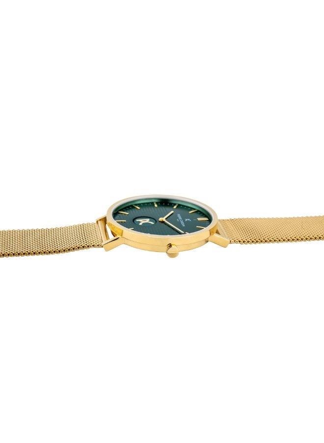 PIERRE CARDIN CBV.1046 MEN'S TIMEPIECE - LUXURY GREEN DIAL WITH GOLD STAINLESS STEEL BAND - Image 3