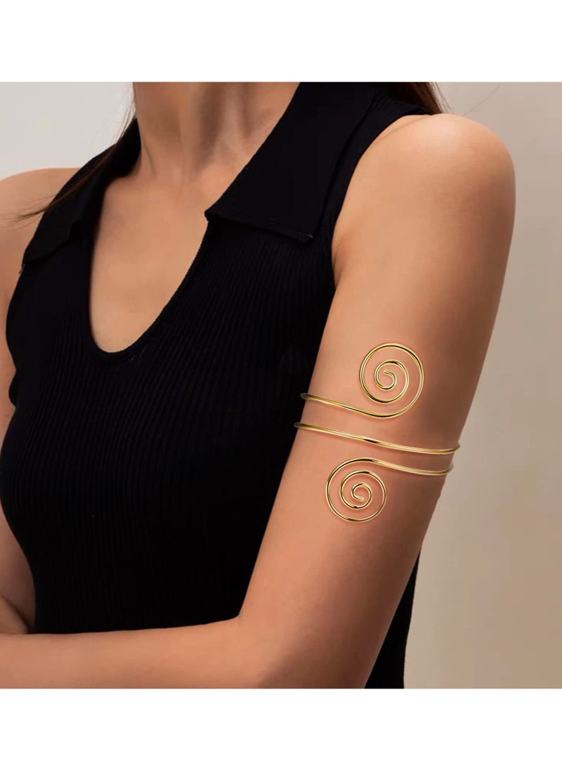 SYOSI - SYOSI 6Pcs Gold Arm Cuff Upper Arm Band, Cuff Bangle Bracelet for Women Minimalist, Simple Snake Armlet Armband Set, Adjustable Arm Cuffs Greek Costume Wedding Accessories Jewelry - Image 1