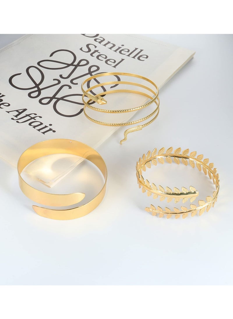 SYOSI - SYOSI 6Pcs Gold Arm Cuff Upper Arm Band, Cuff Bangle Bracelet for Women Minimalist, Simple Snake Armlet Armband Set, Adjustable Arm Cuffs Greek Costume Wedding Accessories Jewelry - Image 1