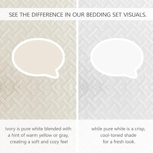 FLYMME Quilts Queen Size,Lightweight Cream Bedspreads,Basket Weave Pattern,Ultra Soft Microfiber Bed Coverlet 3 Pieces for All-Seasons (1 Quilt,2 Pillow Shams) - Image 4