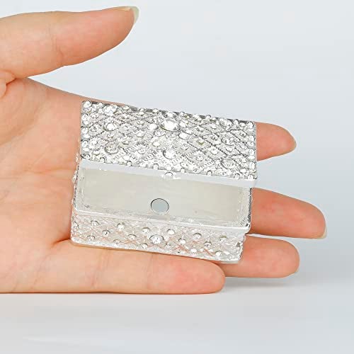 SEVENBEES Silver Trinket Box Jewelry Box with Crystals Small Trinket Boxes Hinged Gift Ring Holder for Girls or Women - Image 2
