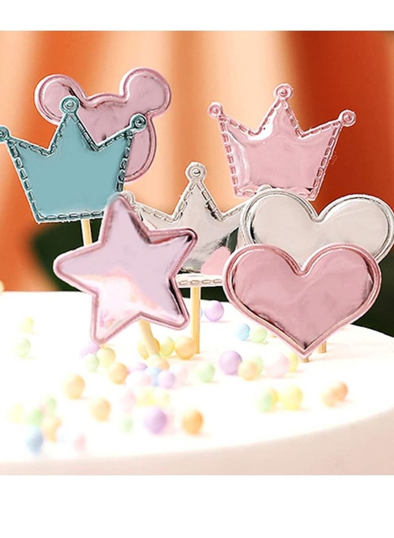 SYOSI Unicorn Birthday Cake Topper Unicorn Princess Golden Star Rainbow Cloud Crown Hear Ribbon For Birthday Party Celebration, Baby shower Cake Decoration Re-usable 10 PCS - Image 2