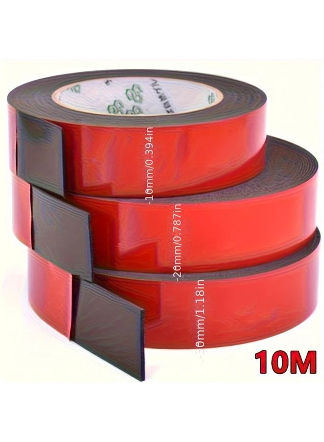 Red Double Sided Adhesive Tape 10mm x 393 Inch Strong Foam For Cables Signs - Image 2