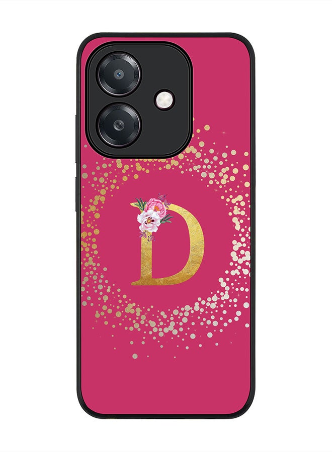 Stylizedd For Oppo A5i Case,Slim fit Camera Protection, Shockproof Thin Phone cover  - Custom Monogram Floral - D ( Deep Pink )