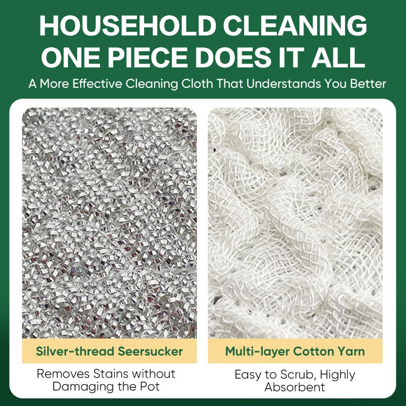 TEAWOO 6 PCS Five-Layer Non-Scratch Multipurpose Steel Wire Dishcloths - Reusable Quick-Dry Odor-Free Scrub Cloths for Dishes, Kitchen Cleaning Cloths for Cookware, Sinks, Stove - Image 2