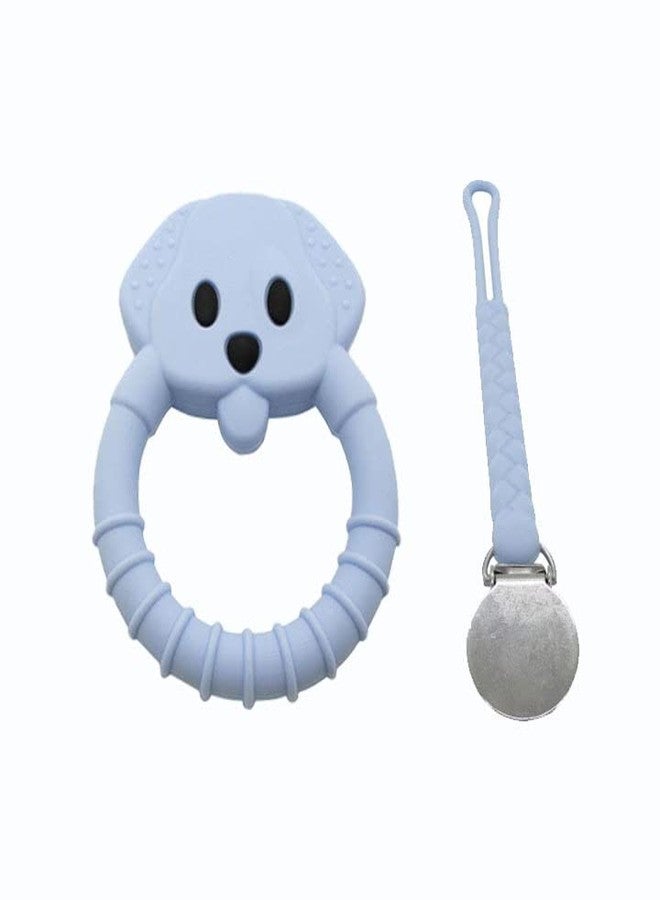 Gadgetime USA Baby Teething Toy Set - Includes Blue Pacifier Clip & Bear Teether - Silicone Chew Toys for Infants Newborns - BPA Free Freezer Safe - Image 1