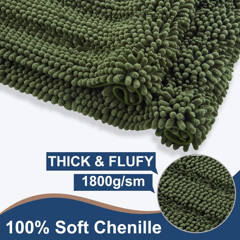 Floleopa non slip shaggy shaggy Chenille Loden Bruck Sets 2 قطعة سميكة الساخنة ذوبان المطاط السفلي الحمام السجاد الحمام السجاد الجاف الجاف قابلة للغسل (32 "" x20 ""+17 "" x24 ") - Image 3