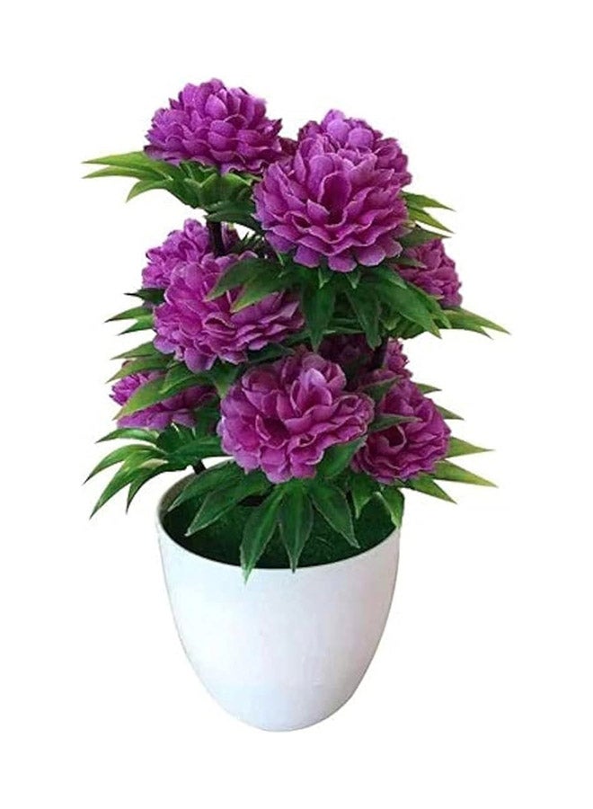 Plastic Pot With Purple Flowers For Decoration