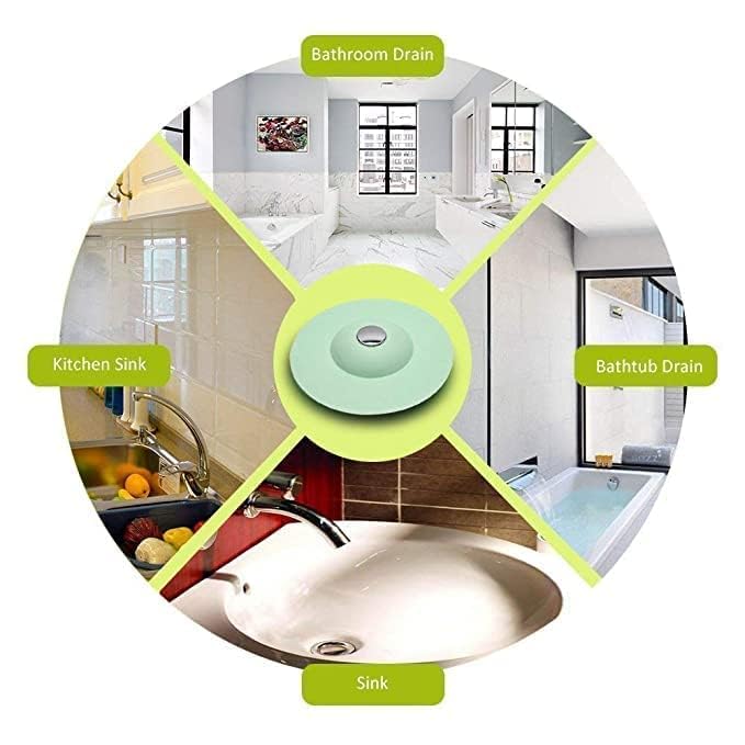 Istore Portable Silicone Sink Strainer Waste Plug Sink Filter Waste Collector Kitchen Bathroom Accessories Colanders Sewer Strainers Hair Catcher Button Drain Stopper Filter Kitchen [ Pack of 2] - Image 4