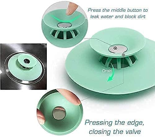 Istore Portable Silicone Sink Strainer Waste Plug Sink Filter Waste Collector Kitchen Bathroom Accessories Colanders Sewer Strainers Hair Catcher Button Drain Stopper Filter Kitchen [ Pack of 2] - Image 2