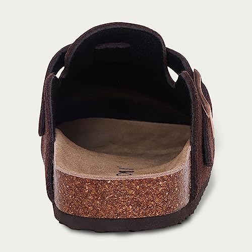KIDMI Genuine Suede Clogs for Women Cork Footbed Sandals Leather Mules Potato Shoes with Arch Support Coffee 36 (Size 5.5-6) - Image 5