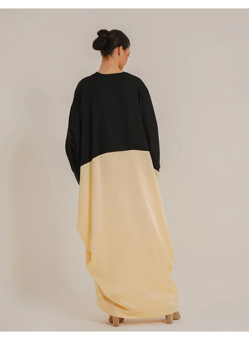 Noor Carla Dual Black and Cream Abaya – Elegant and Modest Style made with TENCEL™