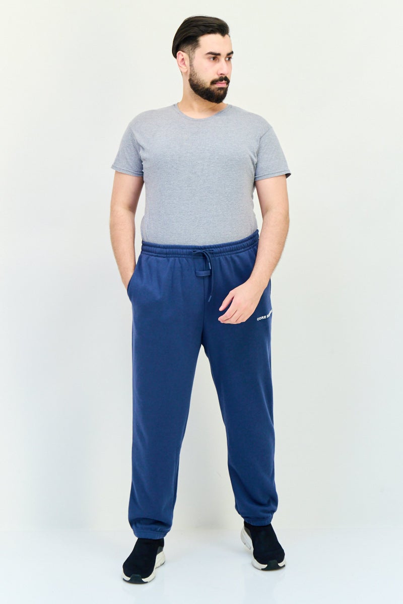 Core Elements Men Regular Fit Embroidered Logo Jogger Pants, Slate Blue  - Image 4