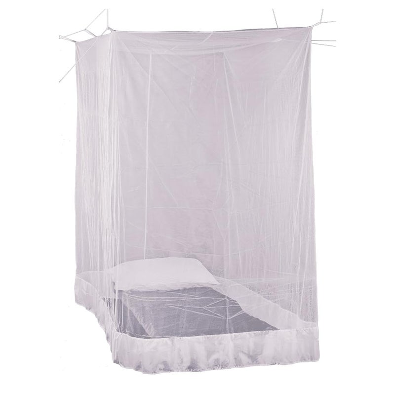 Dreams Mosquito net Single Bed Polycotton Net with Cotton Border on Bottom Border 35 x 65 ft White Net with Open Loops Army Quality
