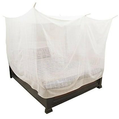Dreams Mosquito net Single Bed Polycotton Net with Cotton Border on Bottom Border 35 x 65 ft White Net with Open Loops Army Quality