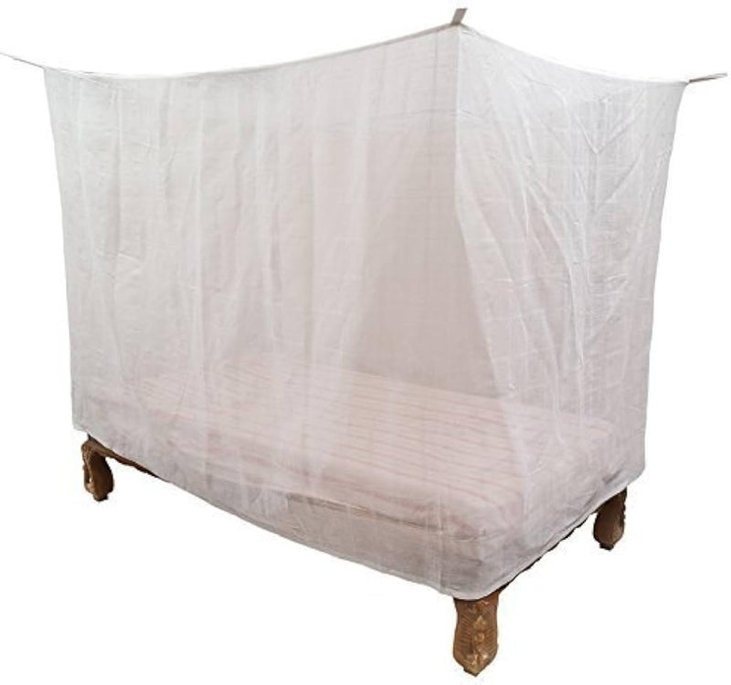 Dreams Mosquito net Single Bed Polycotton Net with Cotton Border on Bottom Border 35 x 65 ft White Net with Open Loops Army Quality