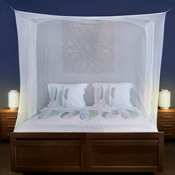 Dreams Mosquito net Single Bed Polycotton Net with Cotton Border on Bottom Border 35 x 65 ft White Net with Open Loops Army Quality