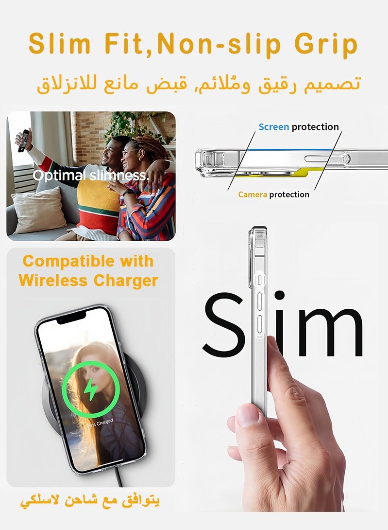 كفر ايفون 14 و كفر جوال ايفون 13 - واقي شفاف مضاد للاصفرار، رفيع و خفيف مع قبضة مميزة (مقاس 6.1 بوصة) - Image 3