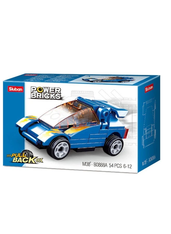 Sluban Sluban - Power Bricks Pull Back Cars Model 1 54 Pieces - M38-B0888A  - Image 1