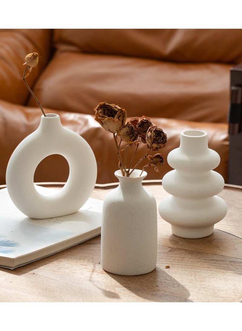 Premium White Ceramic Vase Set of 3 - Islamic Floral Decor for Ramadan Luxury Gifts & Majlis Table Display - Image 3
