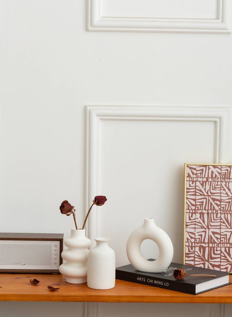 Premium White Ceramic Vase Set of 3 - Islamic Floral Decor for Ramadan Luxury Gifts & Majlis Table Display - Image 4