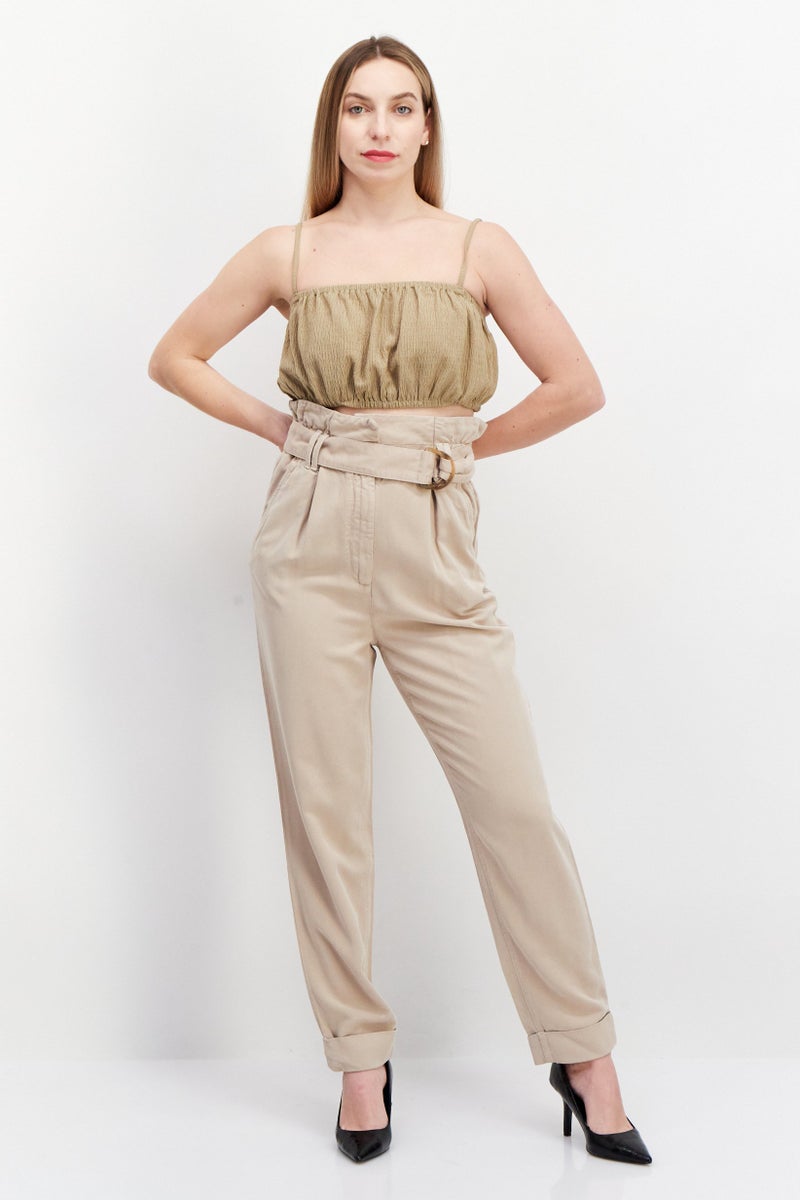 4th & Reckless Women Square Neck Sleeveless Textured Tank Tops, Beige - Image 3