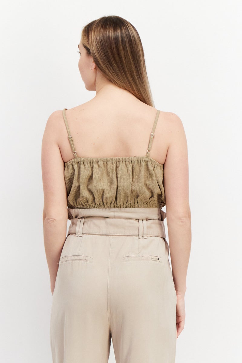 4th & Reckless Women Square Neck Sleeveless Textured Tank Tops, Beige - Image 4