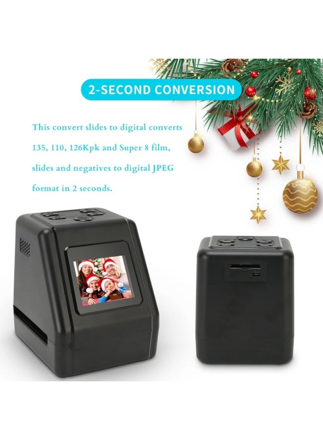 Film and Slide Scanne, All in 1 Film & Slide Scanner Converts 35mm 135 110 126 and Super 8 Films, Slides, Negatives to Digital JPG Photos, Built in 128MB Memory, 2 LCD Screen - Image 3