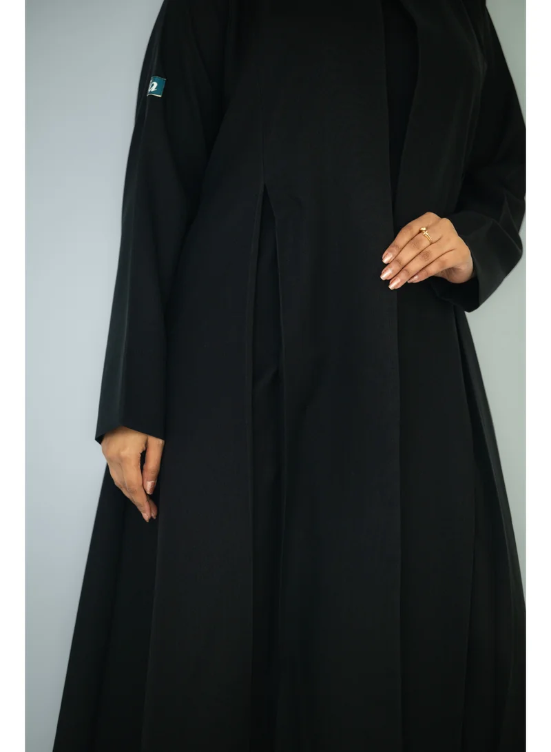 via abaya Linen with Triangle Side Pleats Abaya