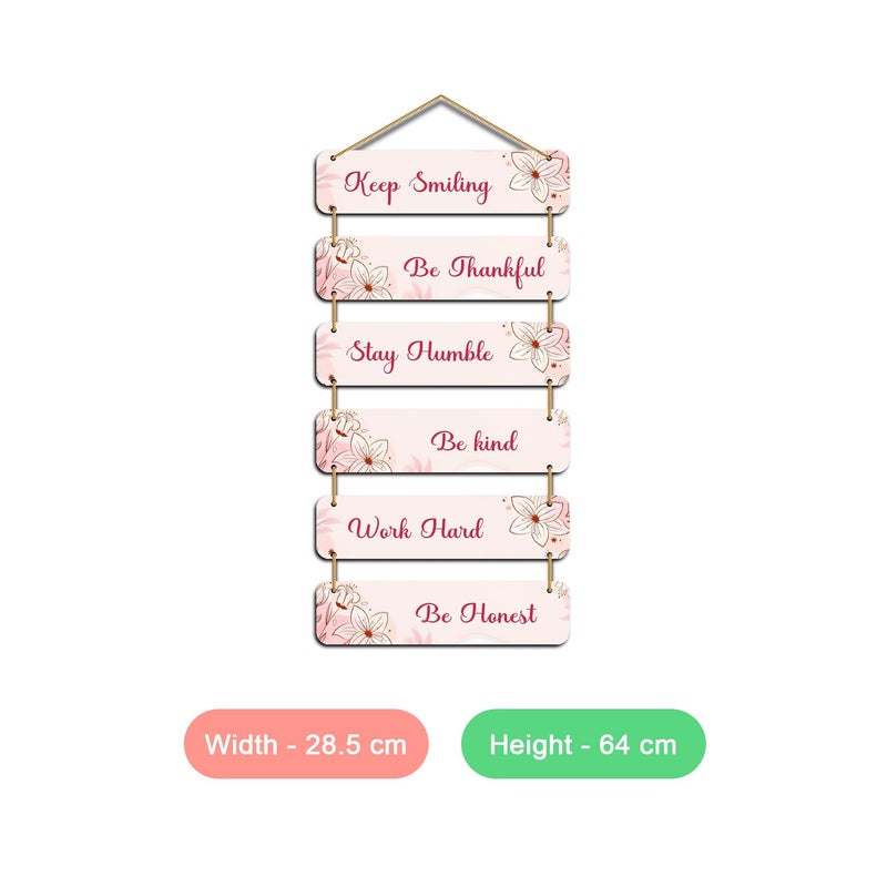 Kaameri Bazaar عناصر زخرفية معلقة من الخشب - لوحة "استمر في الابتسام" لتزيين غرفة المعيشة وغرفة النوم والمطبخ - Image 2