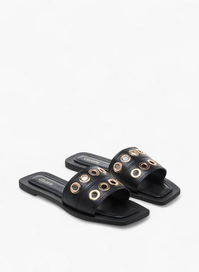 Celeste Women's Eyelet Detail Slip-On Sandals - ZR606