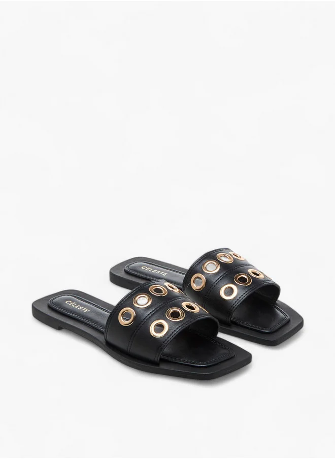 Celeste Women's Eyelet Detail Slip-On Sandals - ZR606