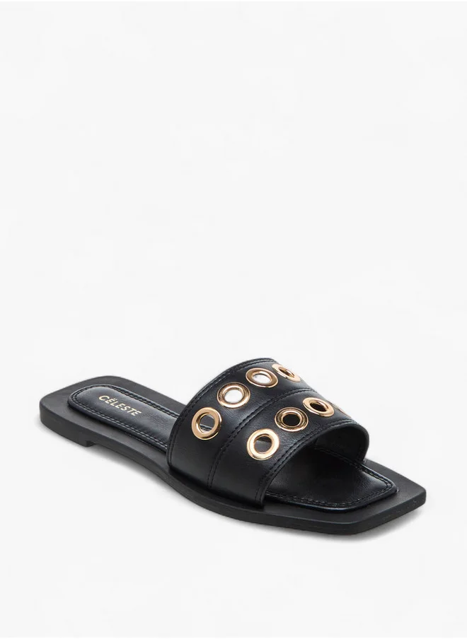 Celeste Women's Eyelet Detail Slip-On Sandals - ZR606