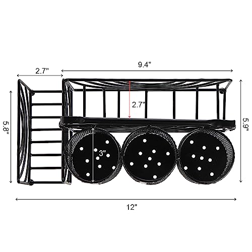 Mezchi Metal Utensil Caddy with 5 Compartments, Black Mesh Silverware Caddy Organizer, Flatware Storage Holder for Napkins, Plates, Party, Camping, Picnic, Buffet, RV, BBQ, Kitchen, Countertop - Image 2
