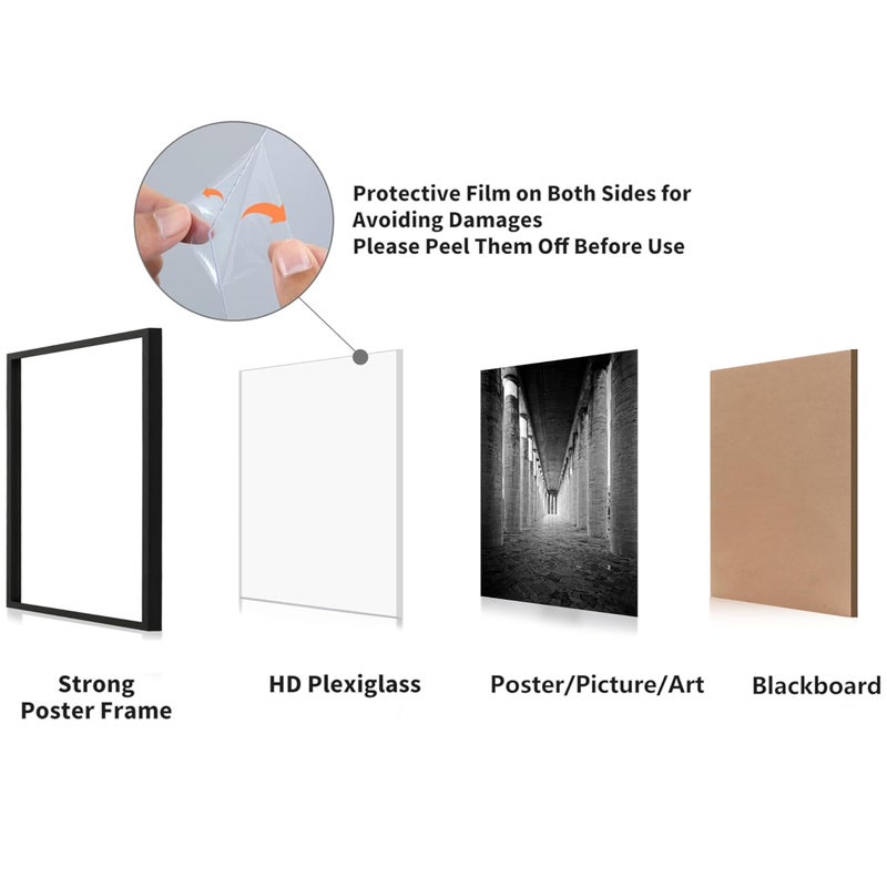DOAI ART 24x24 Picture Frame Black, Square Poster Frames 24 x 24 inches or 24x24 Frame with HD Plexiglass for Horizontal or Vertical Wall Mounting, Durable Scratch-proof Safe and Artistic - Image 3