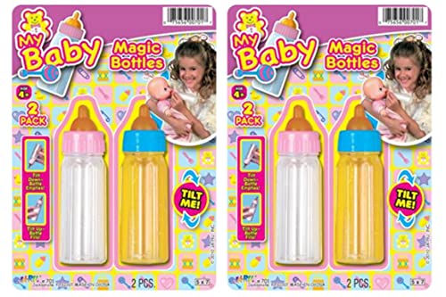 Ja-Ru JARU Magic Baby Doll Bottles 4 Pack Milk and Juice Bottles Baby Doll Accessories - Image 1