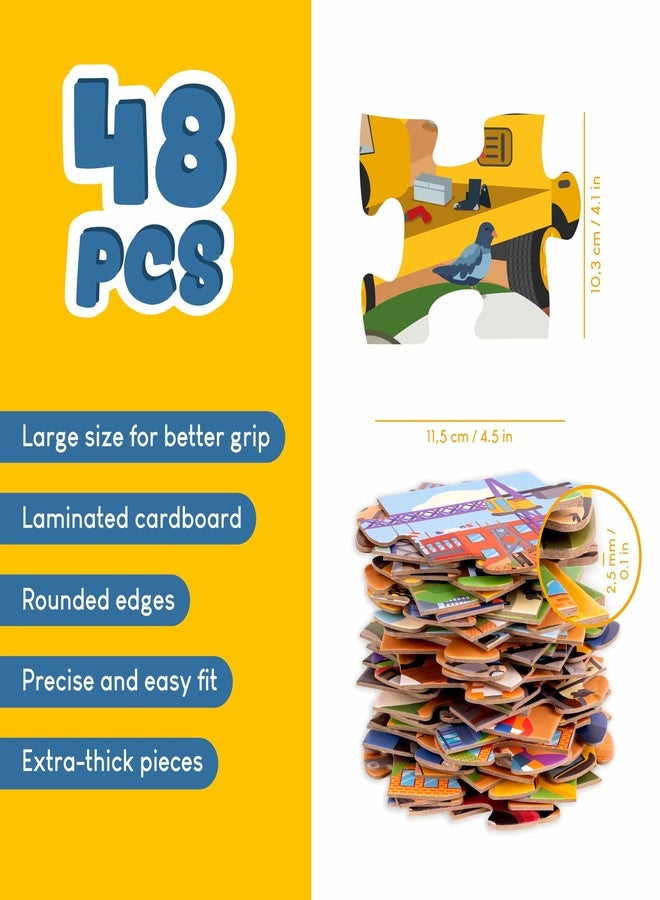 BONNYCO Puzzle Children XXL Construction Site with 48 Large Pieces, Giant Children's Puzzle, 92 x 62 cm, Gifts for Boys and Girls, Educational Toys 2 to 8 Years - Image 3