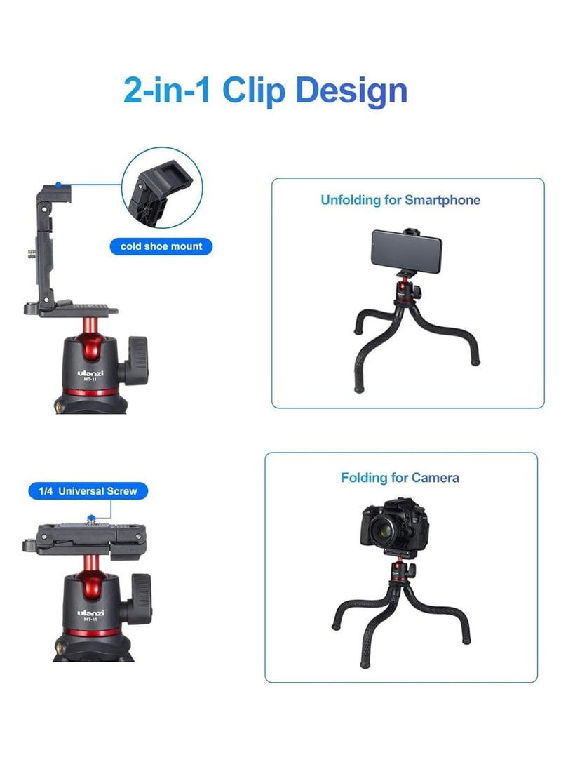 Ulanzi ULANZI Camera Tripod Mini Flexible Stand with Hidden Phone Holder w Cold Shoe Mount 1/4'' Screw for Magic Arm Universal for iPhone 16 15 14 Pro Max XS Max X 8 Samsung Canon Nikon Sony Cameras  - Image 2
