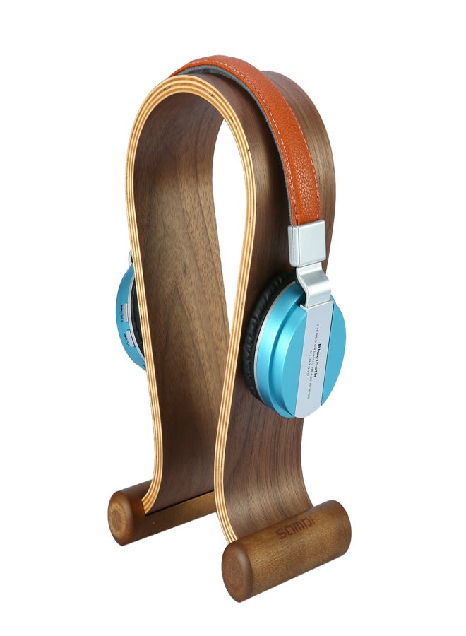 SAMDI Wooden Walnut Wood Headphone Gaming Headset Display Stand Holder HangerBlack Walnut - Image 4